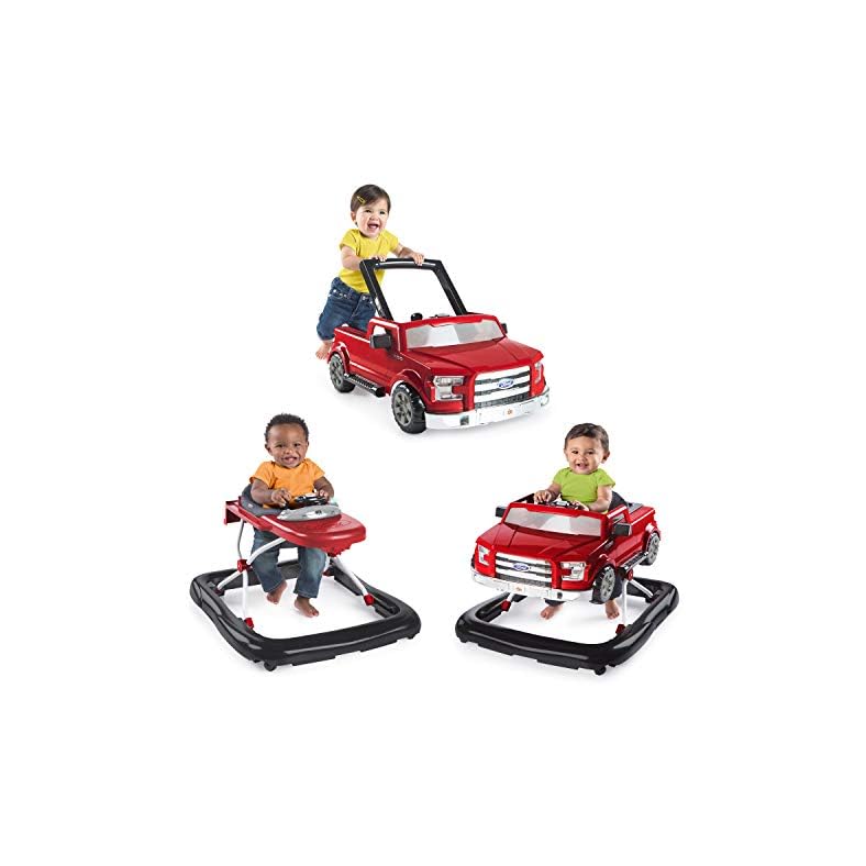 Bright Starts Ford F-150 Ways to Play 4-in-1 Baby Activity Push Walker, Red, Age 6 months+