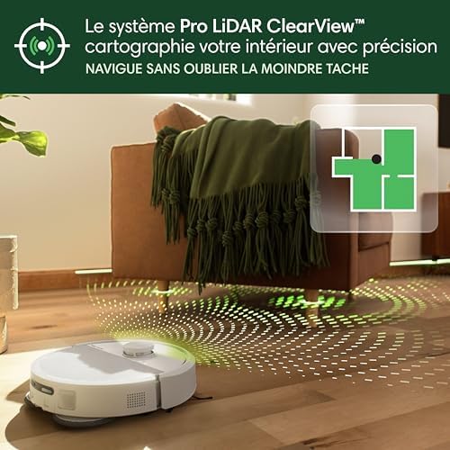Roomba Plus 505 Combo Robot + AutoWash - Base Multifonction - Lavage et séchage à l'air Chaud des lingettes - PrecisionVision IA - LiDAR Clearview Pro - 75 Jours d'autovidage - Blanc