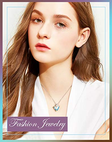 IRICH Infinity Love Heart Pendant Necklace for Women Silver Chain Birthstone Crystal Jewelry Gifts for Women Girls