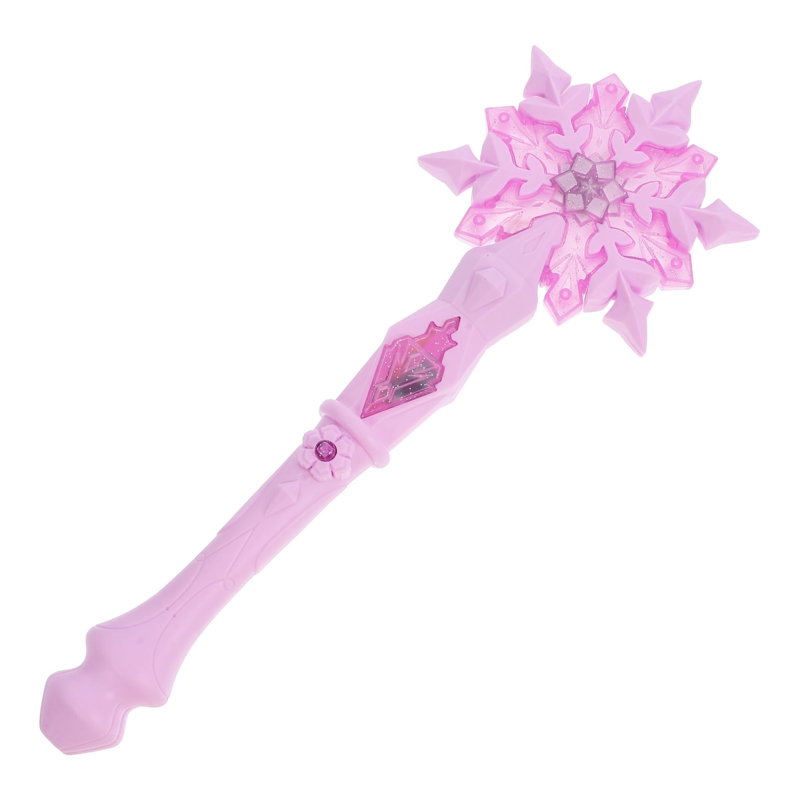 TOYANDONA Light Up Snowflake Wand: LED Glowing Princess Wand, Plastic Fairy Sticks - Perfect for Kids Girls Princess Party Favors, Christmas Cosplay Role Play Accessory (Pink)