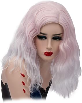 Perruque Cheveux Courts Bouclés Perruque Rose Pâle Naturel