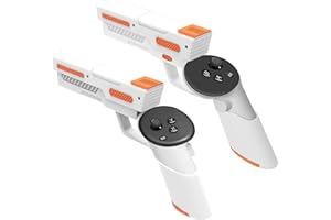 Esimen VR G-un Stock for Meta Quest 3 -Hard Grips Case for Oculus Quest3 Controllers Gu-n Enhanced FPS Games Reality Holding Feels, Anti Slip Handle Shell Case Protector (Orange+White)