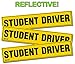 Zento Deals Set of 3 - Student Driver Magnets - Reflective Vehicle Car Sign - Black Letters on a Yellow Reflective Background 12 X 3 X 0.1 Inches