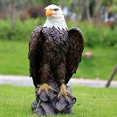 AED Large Bald Eagle Garden Statue, Hand-Painted Resin American Eagle Sculpture, Patriotic Outdoor Lawn Decor, 13" H x 24.4" L