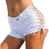 MUYDZ Women Cut Off Destroyed Bandage High Rise Denim Short Jean Hot Pants