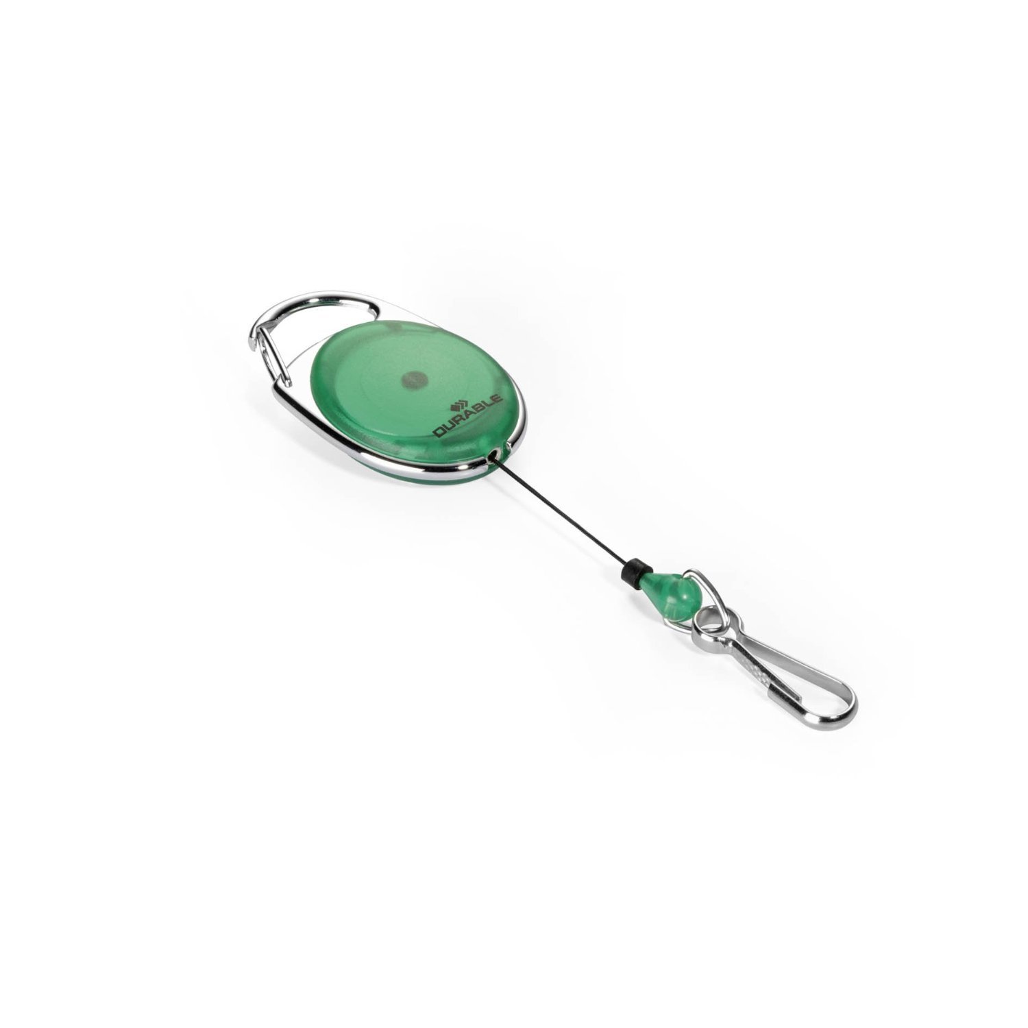 Durable 832705 Jojo Style Retractable Reel Clip with Spring Clip - Green , Pack of 1