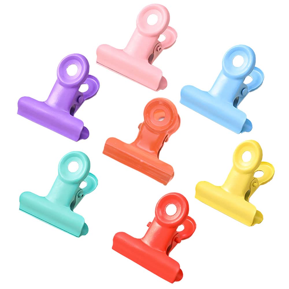 Kaizuca 28 Piece 7 Colors 30mm Metal Clips, Metal Hinge Clips, Rugged and Durable, for Tags Bags, Shops, Office and Home Kitchen