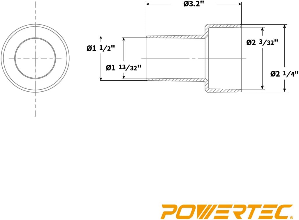 POWERTEC 70164 2-1/4" OD to 1-1/2" OD Reducer, Black - Image 3