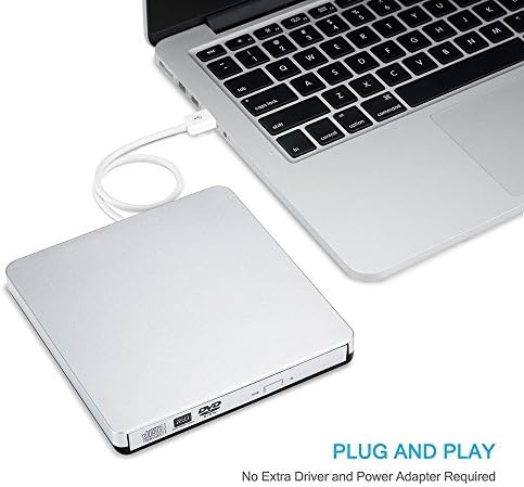 Seewa External CD Drive USB 3.0 High Speed Portable External DVD Drive CD DVD RW / DVD CD ROM Drive / Writer / Rewriter / USB CD Burner Ideal For Windows, Mac OS, PC (USB 3.0)