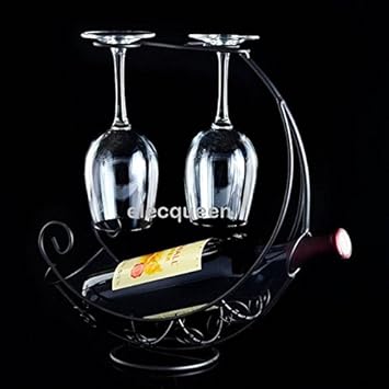 Practical Iron Made Pirate Ships Shaped Red Wine Bottle Rack and Cup Hanger Liquor Wine Rack