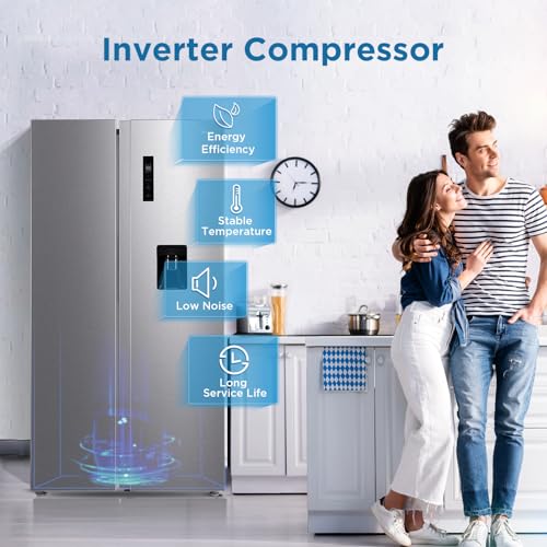 Midea 704L Gross & 513L Net Capacity Side by Side Refrigerator With Water Dispenser, Frost Free With Humidity Control, Electronic Touch Screen, Inverter Quattro, Multi Air Flow, Silver MDRS704FIE02AE