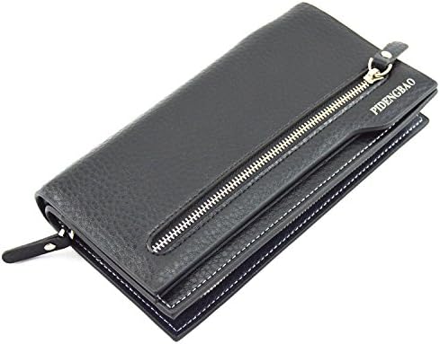 Ruiyee Men's Long Clutch Hand Dual-use Zipper Wallet Sim Card Holder Coin Purse,Black