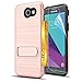 Galaxy J3 Emerge/Amp Prime 2/Express Prime 2/J3 Prime Case with HD Screen Protector,AnoKe[Card Slots Holder][Wallet] Kickstand Plastic TPU Hybrid Case for Samsung Galaxy J3 2017 KC1 Rose Gold