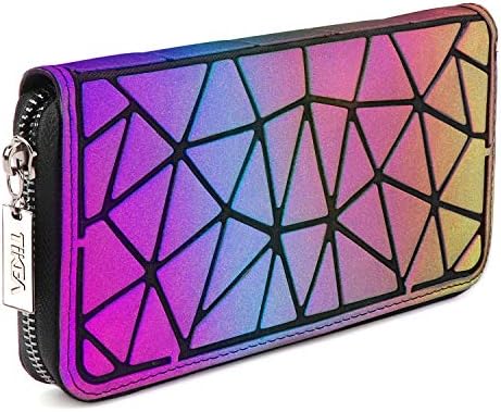 Tikea Reflective Wallet Geometric Color Changing Purse for Women - Main Image