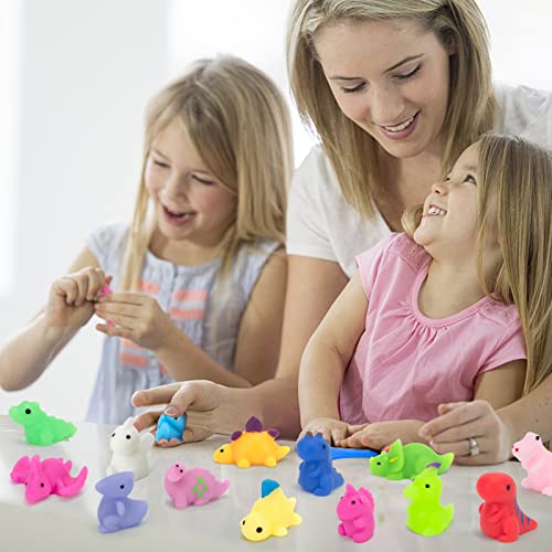 LOVESTOWN Mochi Squishy Toys, 28PCS Mini Kawaii Dinosaur Squishies Stress Relief Fidget for Kids Party Favors Goodie Bag Fillers Classroom Prizes Pinata Stuffers