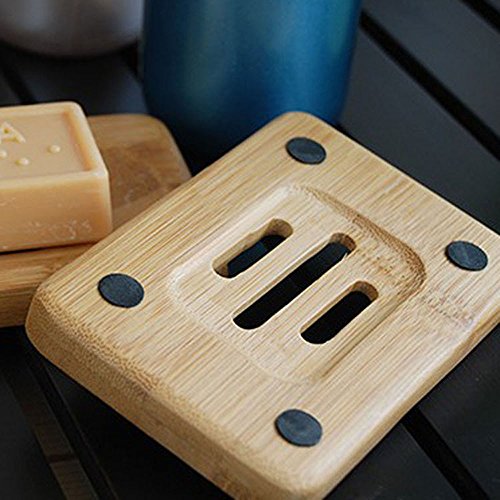 Pstars Bamboo Soap Dishes Soap Tray Holder, Soap Drain Box Home Bathroom Wooden Nature Soap Case Holder Hand Craft Bathtub Shower Dish Accessories - Thumbnail 2