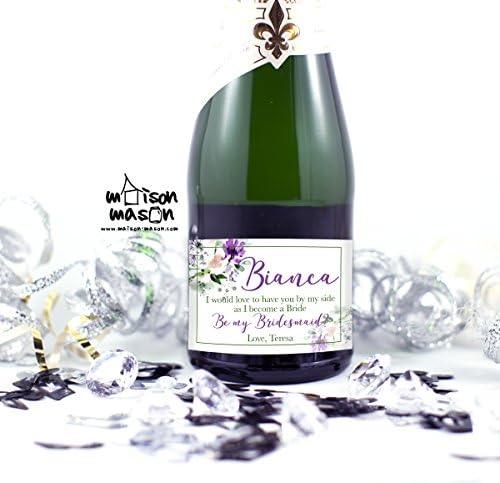 CUSTOM - Will you be my Maid of Honor, Will you Be My Bridesmaid Mini Champagne or Mini Wine Labels, Thank You For Being My Bridesmaid Maid of Honor Champagne Labels, SET OF 10 3" x 2" labels