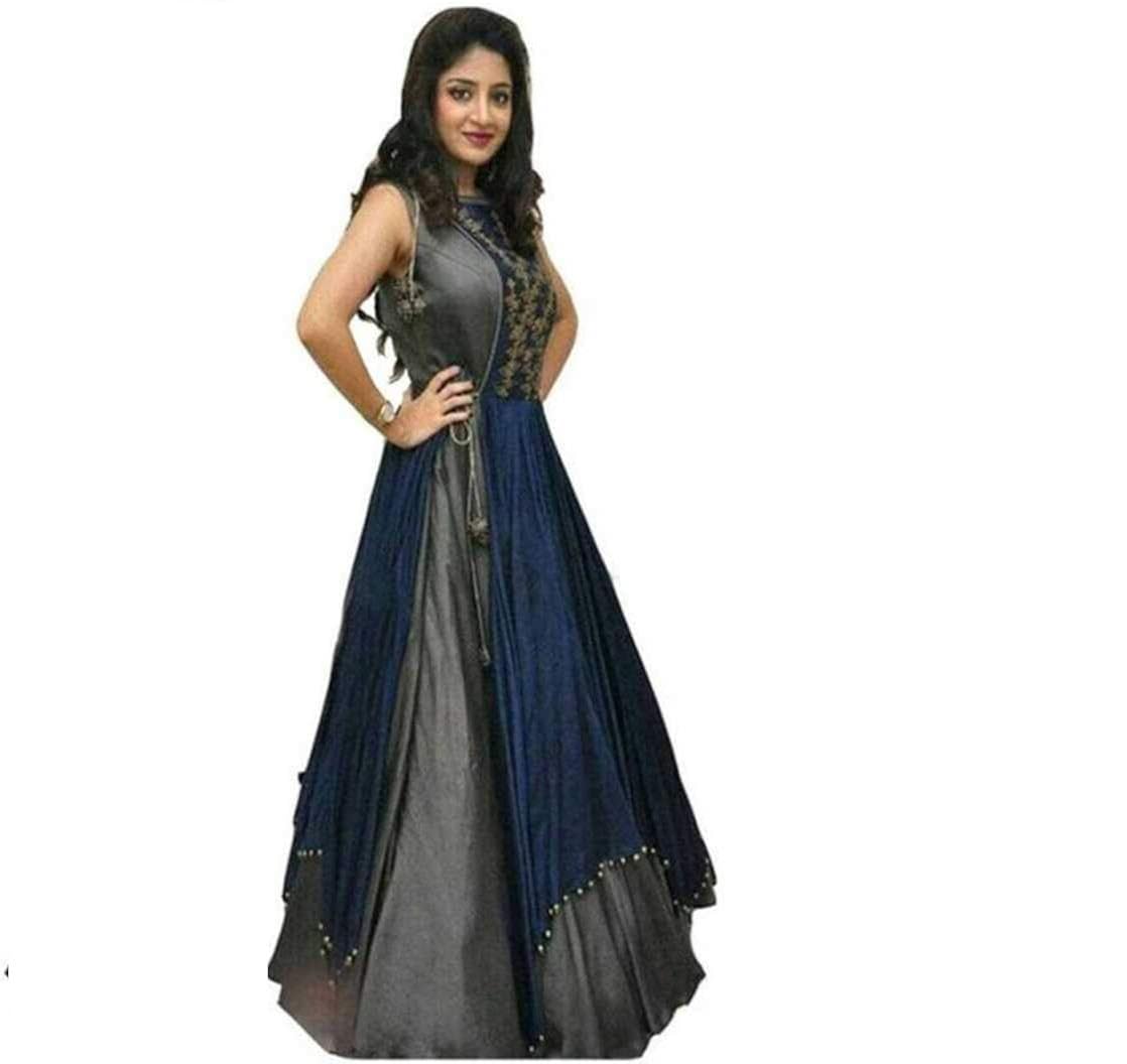 sanjana collection women's banglory silk semi stitched gown