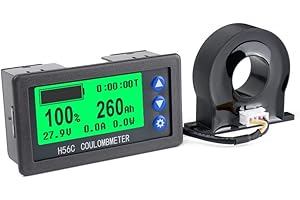 TKXEC Battery Monitor Hall Sensor Coulomb Tester DC 9~100v 100A/400A Digital Voltmeter Ammeter Battery Capacity Power Electricity AH Voltage Meter Coulometer for RV,Car,Golf Cart,Boat