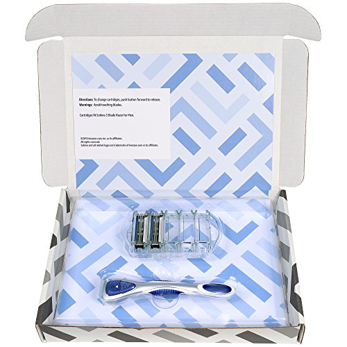 Solimo 3-Blade Razor for Men, Handle & 2 Cartridges (Cartridges fit Solimo Razor Handles only)