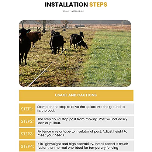 45" Electric Fence Fiberglass Posts/Stepin Fence Post Pack of 10