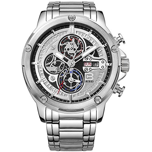 Burei men day date dress chronograph wrist watches with…