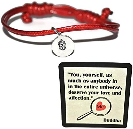 Buddha red cord bracelet and love quote note card