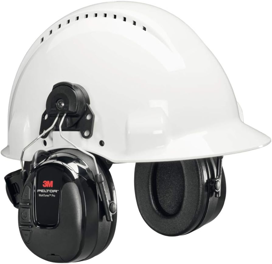 3M PELTOR WorkTunes Pro FM Radio Headset, 31 dB, Helmet Mounted, HRXS220P3E, Black