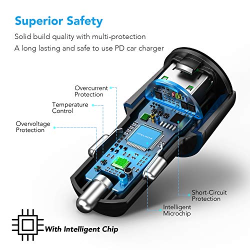 image for POWLAKEN Updated Version USB C Car Charger, Total 36W Dual Type C PD C