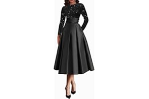 QFMYYXGS Women's Long Sleeve Mother of The Bride Dresses with Pockets Sequin Prom Dress Satin A Line Formal Evening Gown