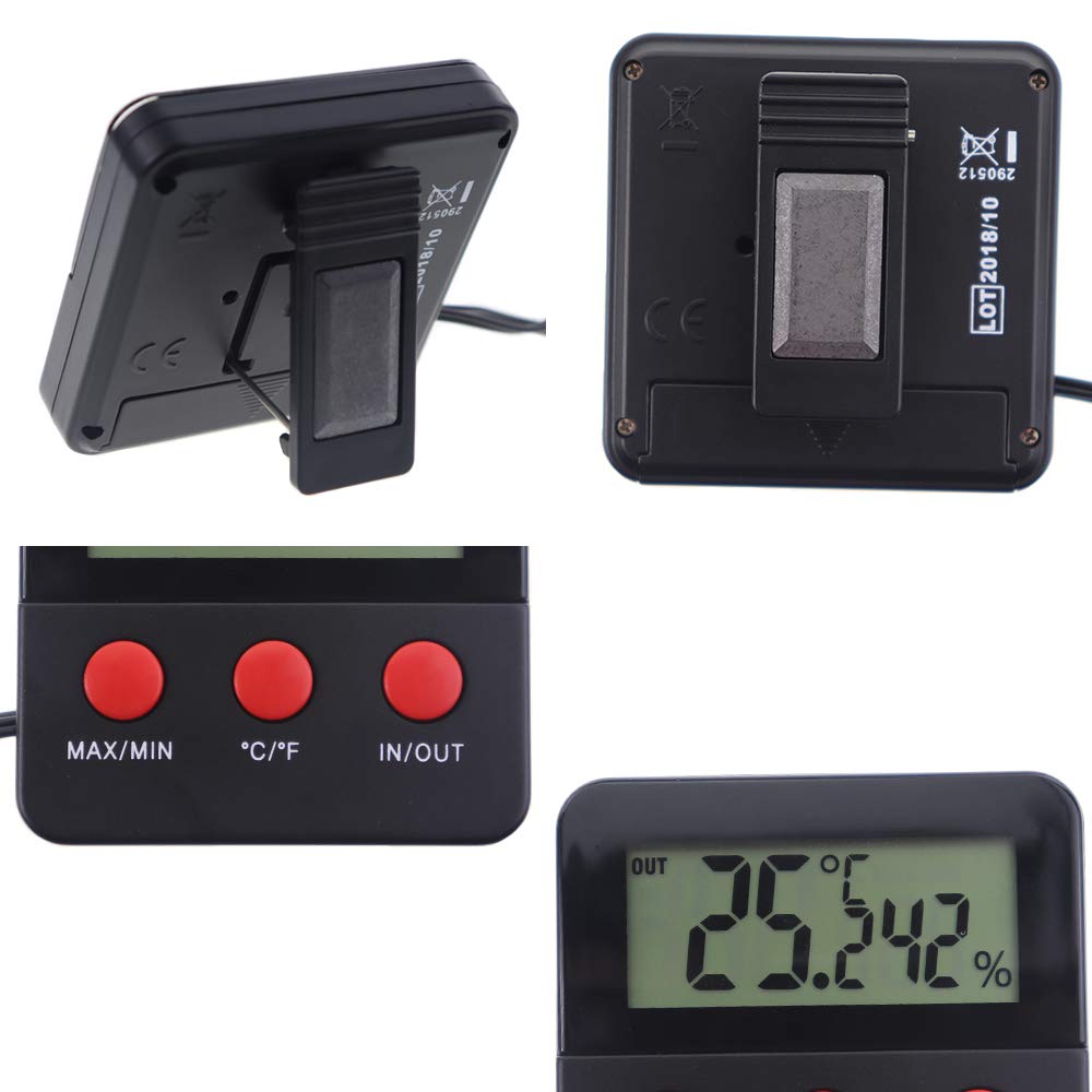 Digital Reptile Thermometer and Humidity Gauge Remote Probes