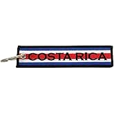 Luso Aviation Costa Rica Flag Key Chain, 100% Embroidered Blue