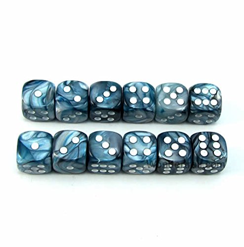 WCX27890E12 Slate Lustrous Dice with White Pips D6 12mm (1/2in) Chessex