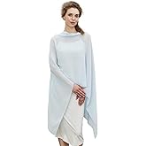 BEAUZSUZSANA Chiffon Cape Shawl Wrap Scarf 3 Ways to Wear Elegant Sheer Capelet for Evening Dresses Weddings Parties