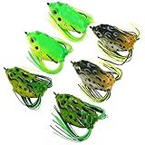 Threemart Fishing Lures For Freshwater,Topwater Frog Crankbait Tackle Bass Soft Swimbait Lures Crankbaits Hard Bait (6pcs/lot)