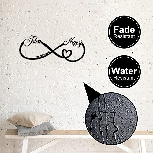 Personalized Infinity Heart Metal Name Sign – Custom Family Wall Art, Wedding Or Engagement Gift