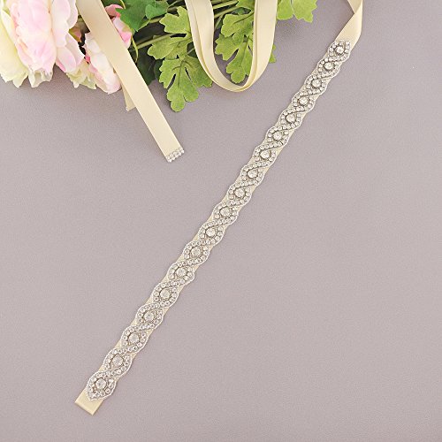 Azaleas Women's Wedding Belt Sashes Bridal Sash Belts for Wedding Dress (Champagne)