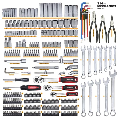 STARWORK True MechanicTM 314-Piece Mechanics Tool Set and Socket Set, Professional Metric Set