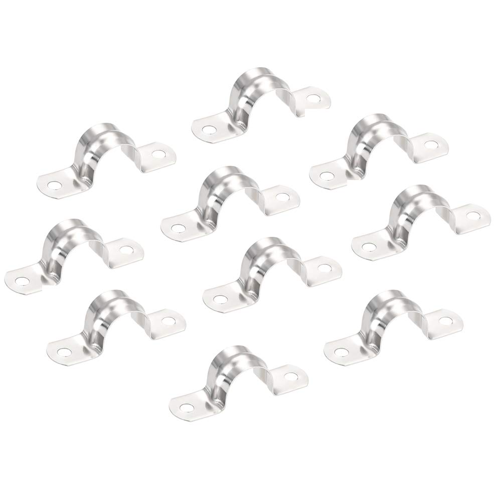 Stainless Steel Pipe Clips,Two Hole Tube Strap Tension Clips U-Tube Clamp,Pipe Clamps for Water Pipe/Gas Pipe/Steel Pipe/Support Accessories (M20)