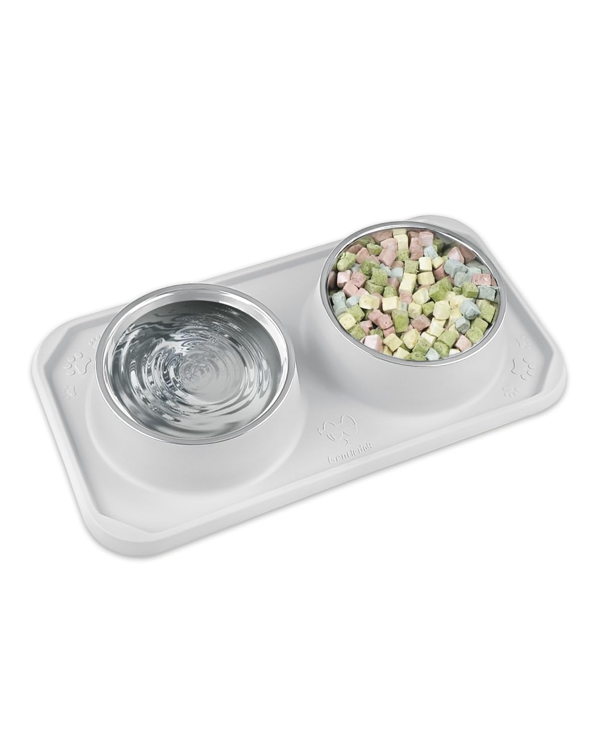 Photo 1 of Gentledog Cat Bowls for Food and Water, Upgrade Cat Food Bowls for Indoor Cats, Premium Removable Stainless Steel Double Bowls with Silicone Anti-Slip Pads, Water Bowl for Cats and Dog (Grey)