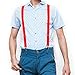 Star Suspenders Men's Pure Color Suspenders with Clip, Red, 40''