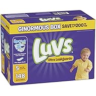 Luvs Ulta Leakguards Disposble Diapers, Size 5, 148 Count, ONE Month Supply