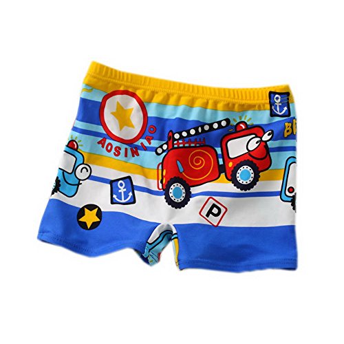 Blue Boy Leg Swim Shorts for Kids Cartoon Cartoon Car Swim Trunk, 35