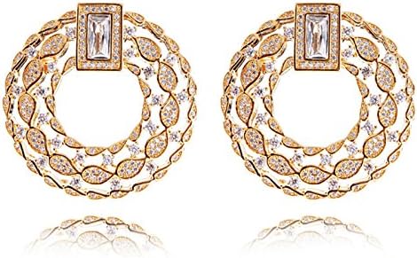 Chokushop New Arrive Top Quality Cubic Zircon Women Ethnic Earrings 296 pcs CZ Prong Setting Bridal Wedding Jewelry Brass Lead Free 18 KGP