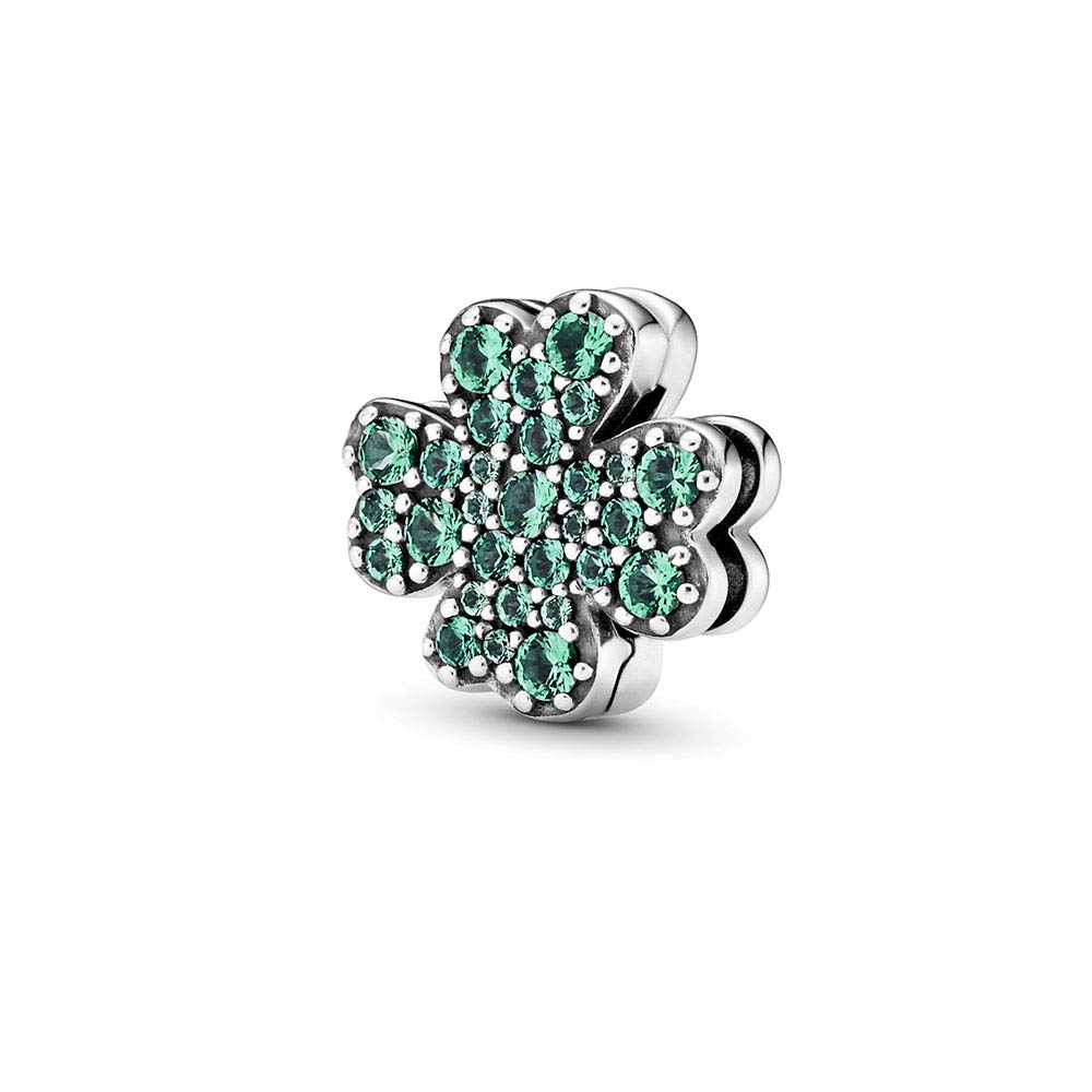 FGT Green Four Leaf Lucky Clover Charm fits Pandora Reflexions Bracelets Sterling Silver Gift Women Family BFF Girls Sister Mothers Day Valentine Birthday