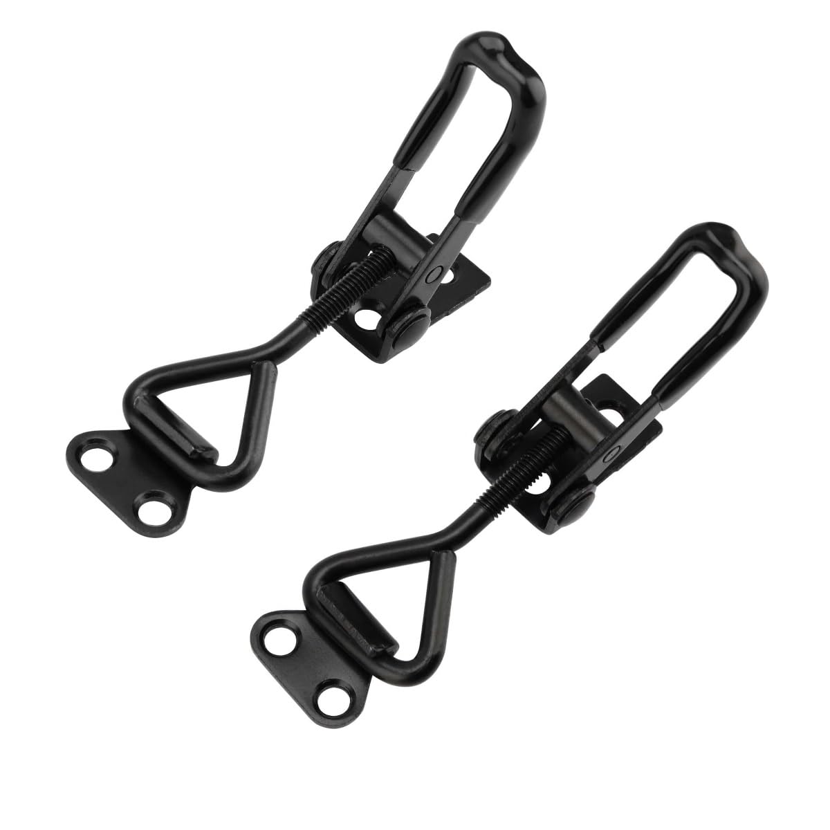 MiJunHD Adjustable Toggle Clamps, 2Pcs Quick Release Metal Pull Latch, Heavy Duty 100KG/220lbs Toggle Latch Lever Buckle for Box, Cabinet, Lockers, Closet, Door (Black - No Lock Hole)