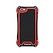 WishLotus® IPhone SE Case, Shockproof Drop Proof Water Resistant Carbon Fiber Zinc Magnesium Alloy Metal Gorilla Glass Heavy Duty Armor Case Cover for Apple iPhone SE & iPhone 5S 5 (Black/Red/Black)
