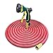 NGreen Expandable Garden Hose - 50 Feet Strongest Triple Core Latex and Solid Brass Fittings Free Spray Nozzle 3/4 USA Standard Easy Storage Kink Free Flexible Water Hose