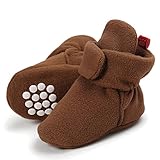 CIOR Baby Baby Cozy Fleece Booties with Non Skid Bottom,DNDXBX,Dark Brown,13