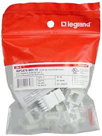 On-Q/Legrand WP3476-WH-10 Contractor Quick Connect Cat6 RJ45 T568-A/B